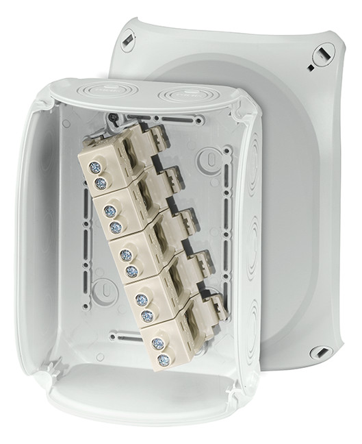 1St. Hensel KF 1616 G Kabelabzweigkasten 6-16 qmm 3phasig, 25 qmm 1phasig, 5pol. Klemme 62000067 KF1616G