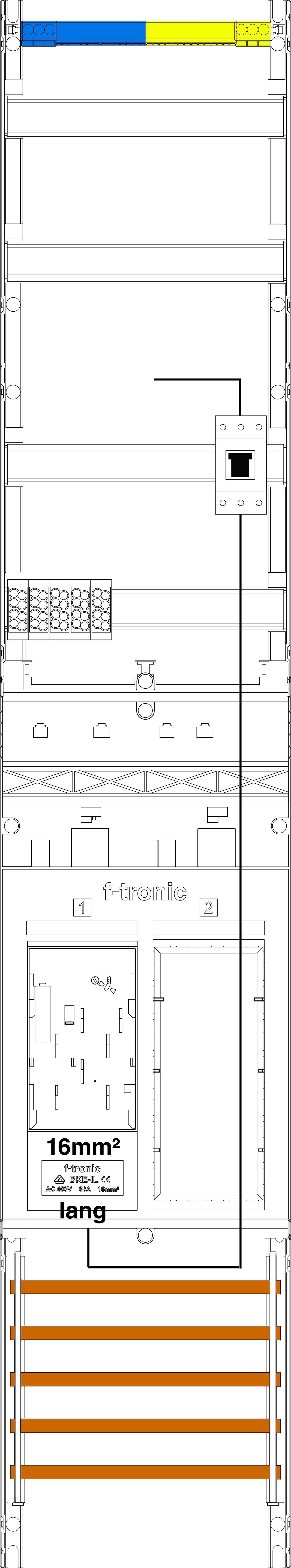 1St. F-Tronic ER9-16L-PV Zählerfeld ER9-16L-PV,H=1350mm, 1-feldrig, 1-eHZ 16mm²,Kaskade, 1 HSP, 1 Res. 7143024
