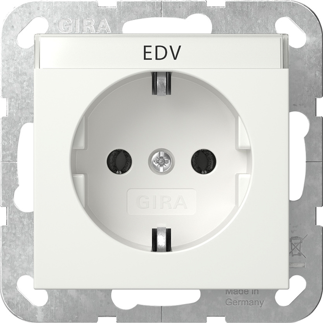 1St. Gira 445727  Steckdose 16A 250V mit Beschriftungsfeld, Reinweiß seidenmatt...