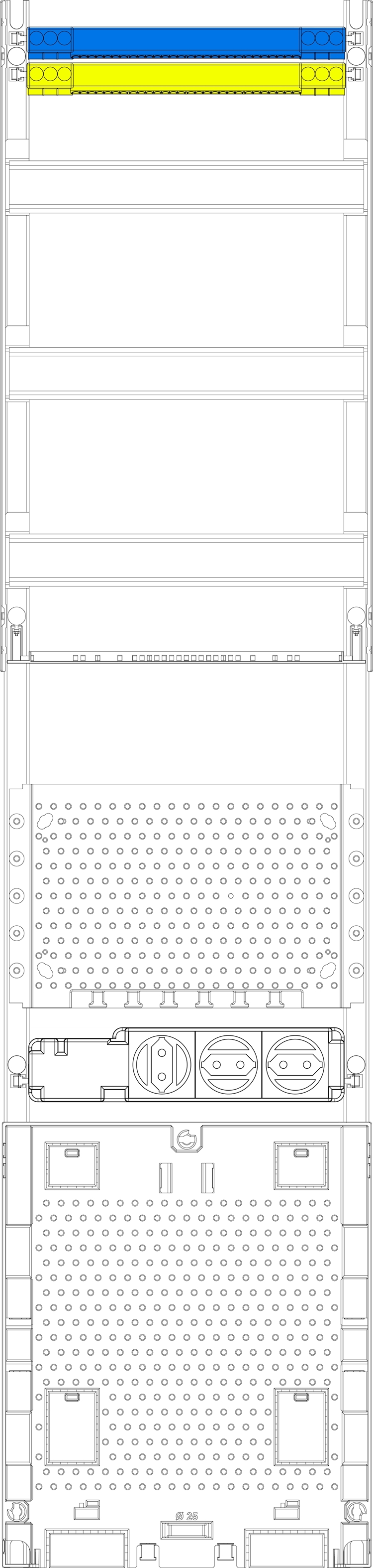 1St. F-Tronic VK7APZO Kombinationsfeld VK7APZO, 1-feldrig, H=1050mm, APZ-Platz, ohne APL-Set, Vert. 3r, Komm. 7141651
