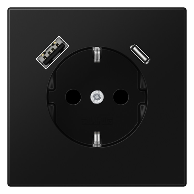 1St. Jung LS1520-15CASWM  Steckdose mit USB Typ AC, Schwarz matt