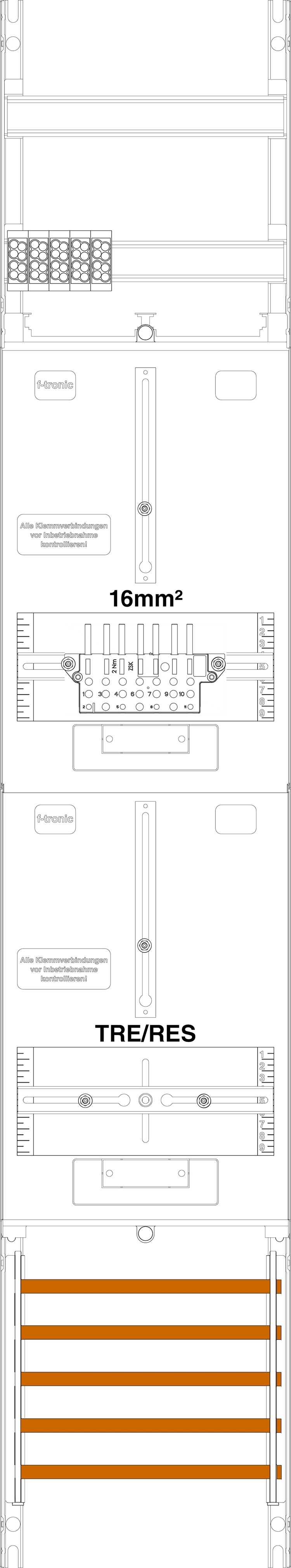 1St. F-Tronic ZR6LUX-16-SLS Zählerfeld ZR6LUX-16-SLS, 1-feldrig, H=1350mm, 1-3.HZ, 16mm², 1 ZSK-ST, 1 Res. 7145113