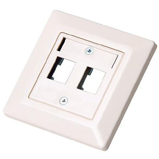 1St. Easylan CKVDU292 preLink/fixLink Modulaufnahme inkl. Zentralplatte und Rahmen 80x80mm gerader Abgang 2-fach