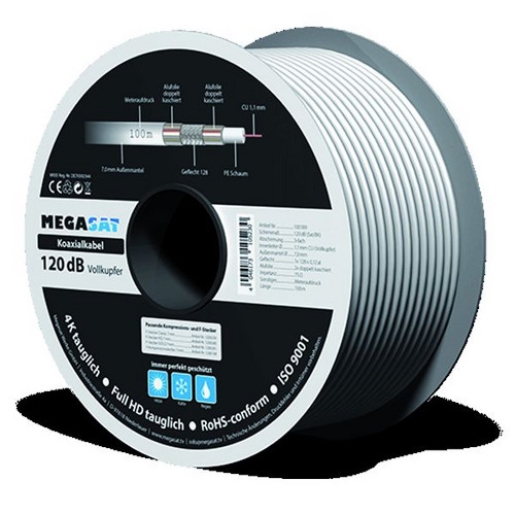 100m Megasat 100189 Koaxialkabel 120dB 1,1CU / 4,8 R100m