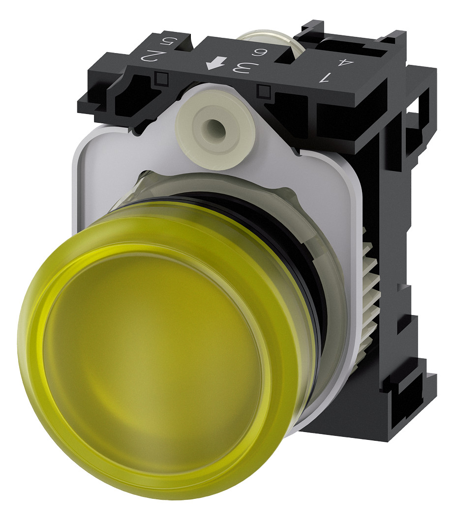 1St. Siemens 3SU1102-6AA30-1AA0 Leuchtmelder, 22mm, rund, Kunststoff, gelb