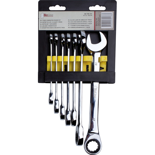 1St. Bizline BIZ 700191 Set aus Ratschenringmaulschlüsseln 7 Größen 8/10/11/12/13/17/19 mm 1St. Bizline BIZ 700191 Set aus Ratschenringmaulschlüsseln 7 Größen 8/10/11/12/13/17/19 mm