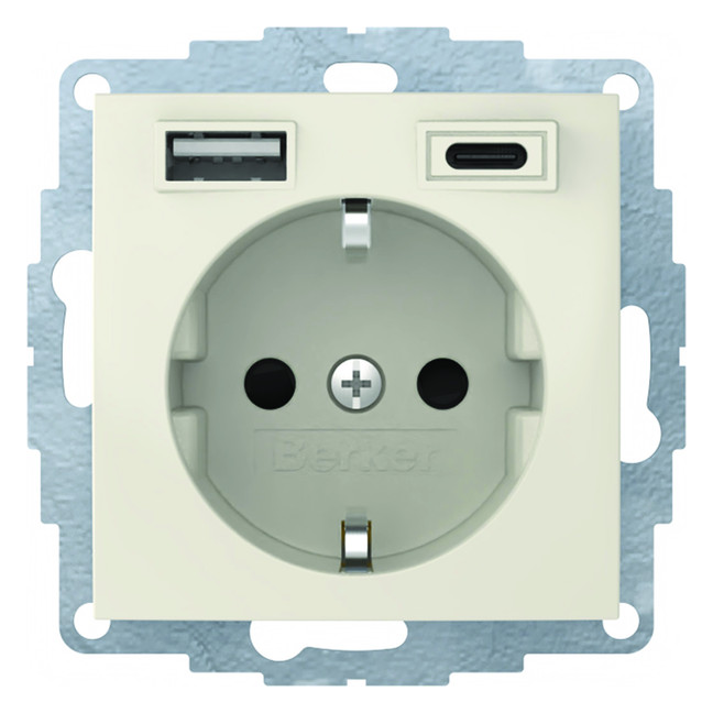 1St. Berker 48048982, Steckdose SCHUKO/USB A-C S1 Weiss glänzend