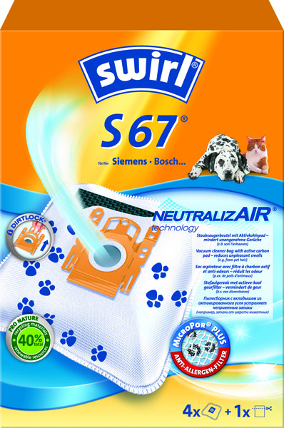 1St. SWIRL S 67 ANTI ODOUR 4ER Staubsauger-Beutel
