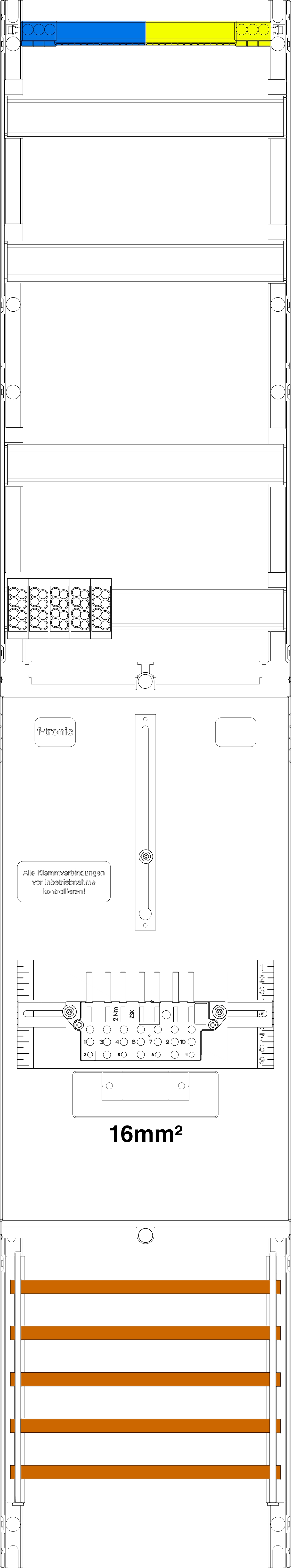 1St. F-Tronic VZ6LUX-16-SLS Zählerfeld VZ6LUX-16-SLS, 1-feldrig, H=1350mm, 1-3.HZ, 16mm²,1 ZSK-ST,Vert.2r 7145112