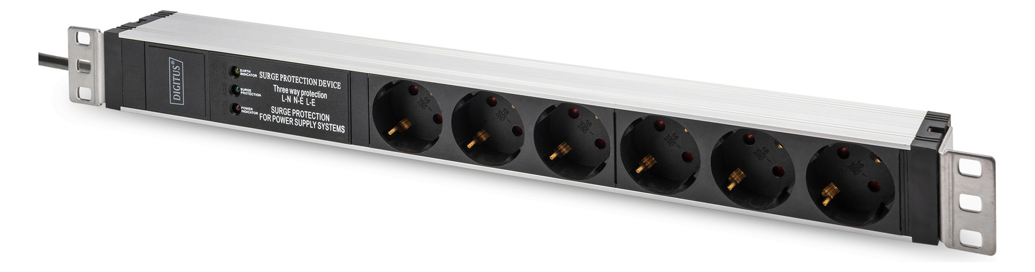 1St. NNCSL19P6ÜSSNF.01 19 Steckdosenleiste ALU-Profil, 6-fach,