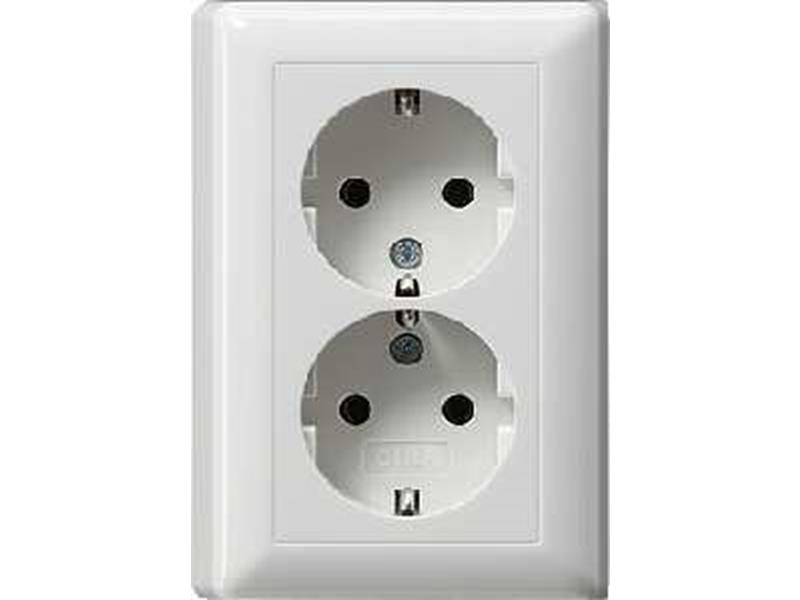 1St. Gira 078003 Doppel Schuko Standard 55 Reinweiß glänzend