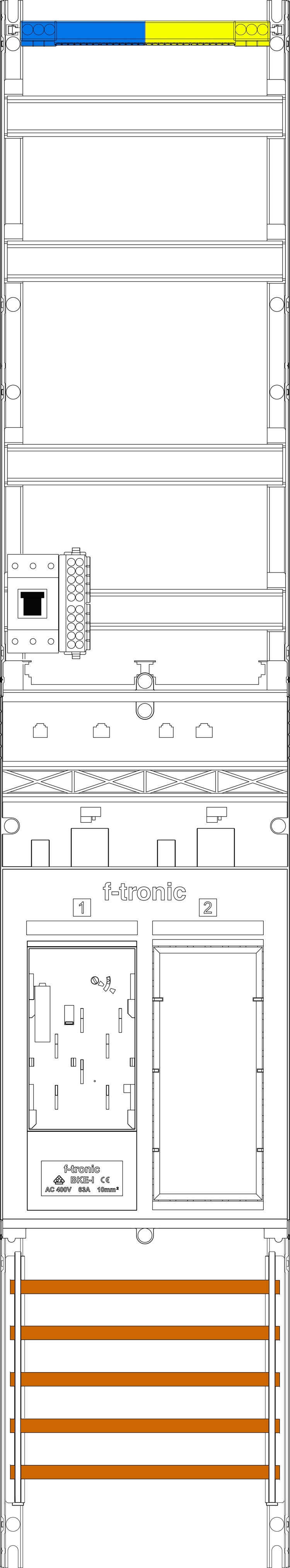 1St. F-Tronic ER9-HSP Zählerfeld ER9-HSP, 1-feldrig, H=1350mm, 1-eHZ, 1 HSP, 1 Res. 7143050