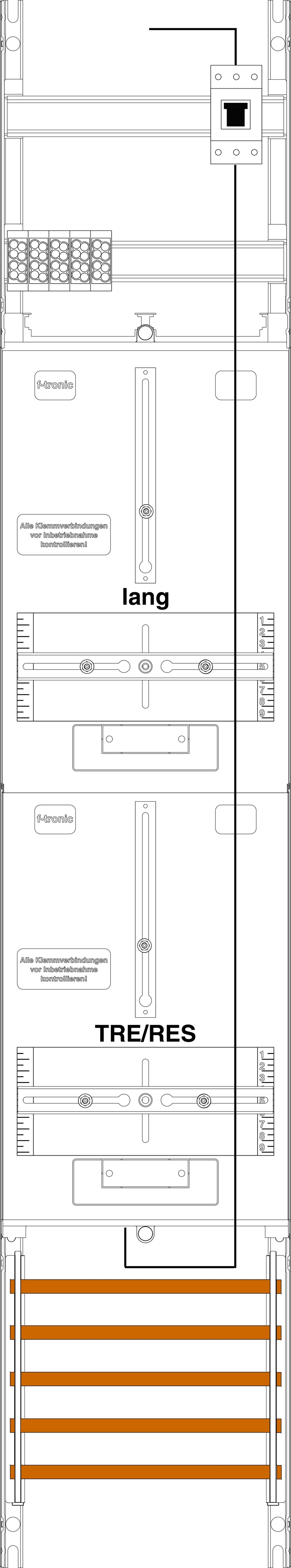 1St. F-Tronic ZR6L-PV Zählerfeld ZR6L-PV, 1-feldrig, H=1350mm, 1-3.HZ, Kaskade, 1 HSP, 1 TRE 7143333