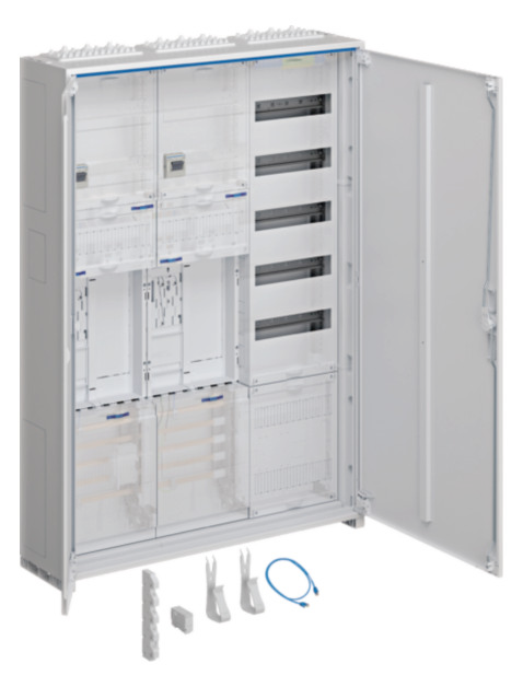 1St. Hager ZB33ET225W1T Komplettschrank, univers Z, 2 ZP, BKE-I,