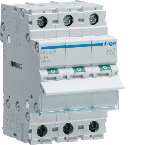 1St. Hager SBN363 Ausschalter 63A 3 Schließer 400V AC 3PLE...
