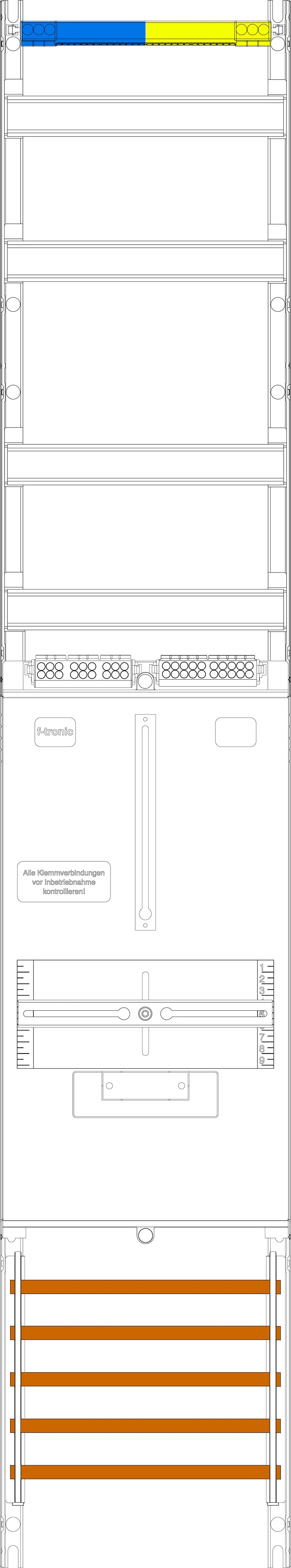 1St. F-Tronic VZ6 Zählerfeld VZ6, 1-feldrig, H=1350mm, 1-3.HZ, Vert. 2r. 7143300