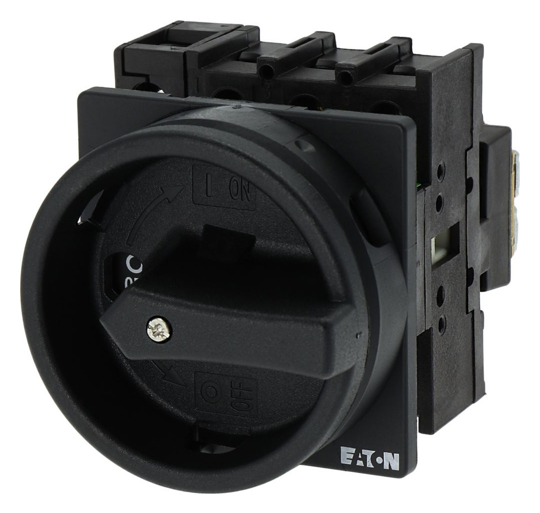 1St. Eaton 093452 Hauptschalter, P1, 32 A, Einbau, 3-polig + N, HALT-Funktion, mit schwarzem Drehgriff und Sperrkranz, abschließbar in 0-Stellung P1-32/EA/SVB-SW/N