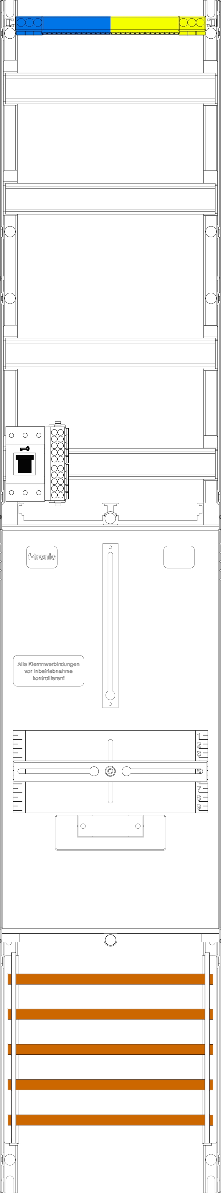 1St. F-Tronic VZ6-HSS Zählerfeld VZ6-HSS, 1-feldrig, H=1350mm, 1-3.HZ, 1 HSS, Vert. 2r 7143400