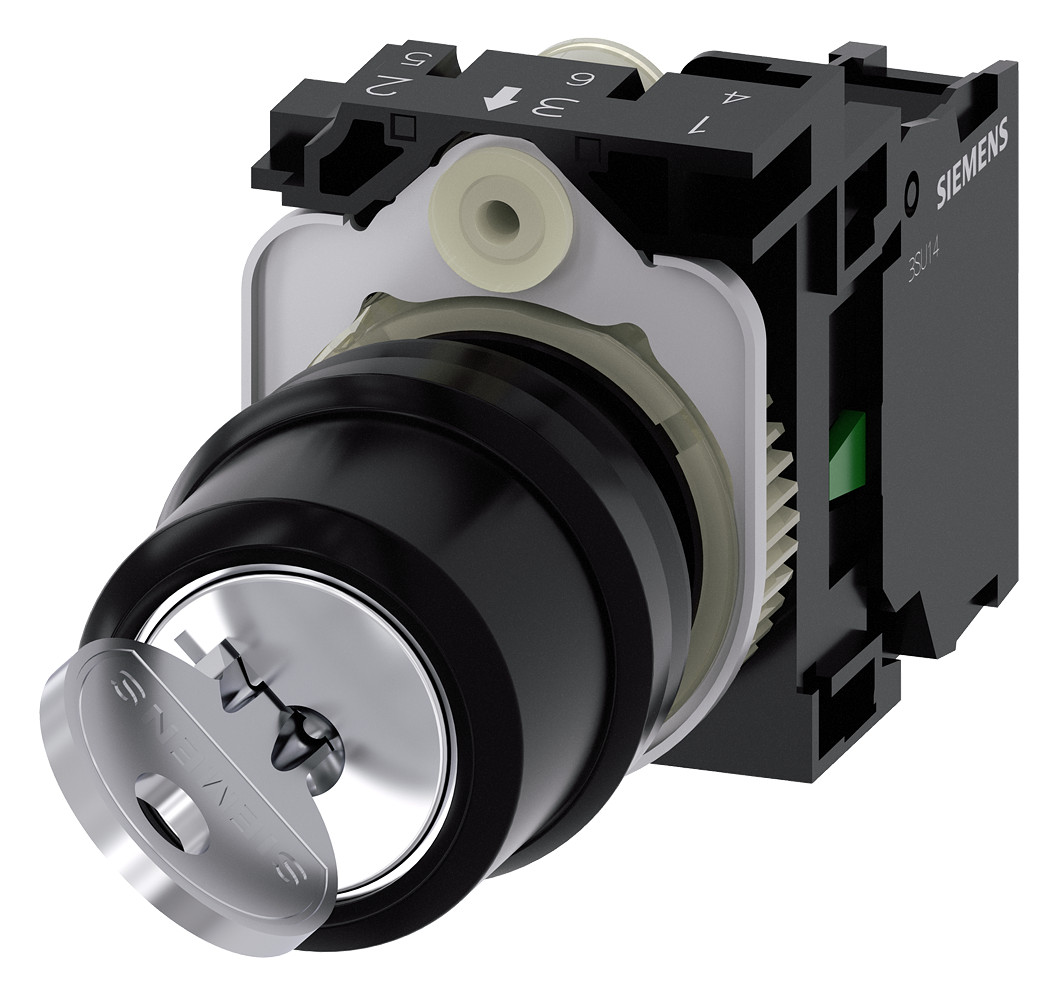 1St. Siemens 3SU1100-4BF11-1BA0 Schlüsselschalter RONIS, 22mm, rund, Kunststoff