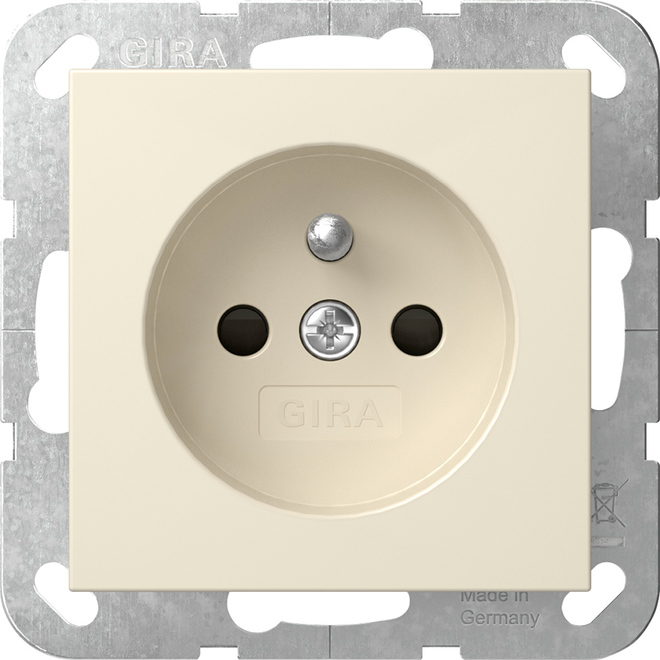 1St. Gira 448501 Steckdose mit Erdungsstift 16A 250V und Shutter, Cremeweiß glänzend