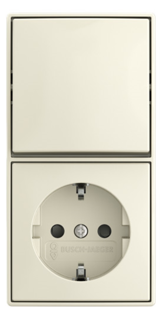 1St. Busch-Jaeger 2601/6/20 EAPBJ-522 Kombination Wippschalter Aus- und Wechselschaltung/ SCHUKO® Steckdose Safety+ weiß 2TKA00005537