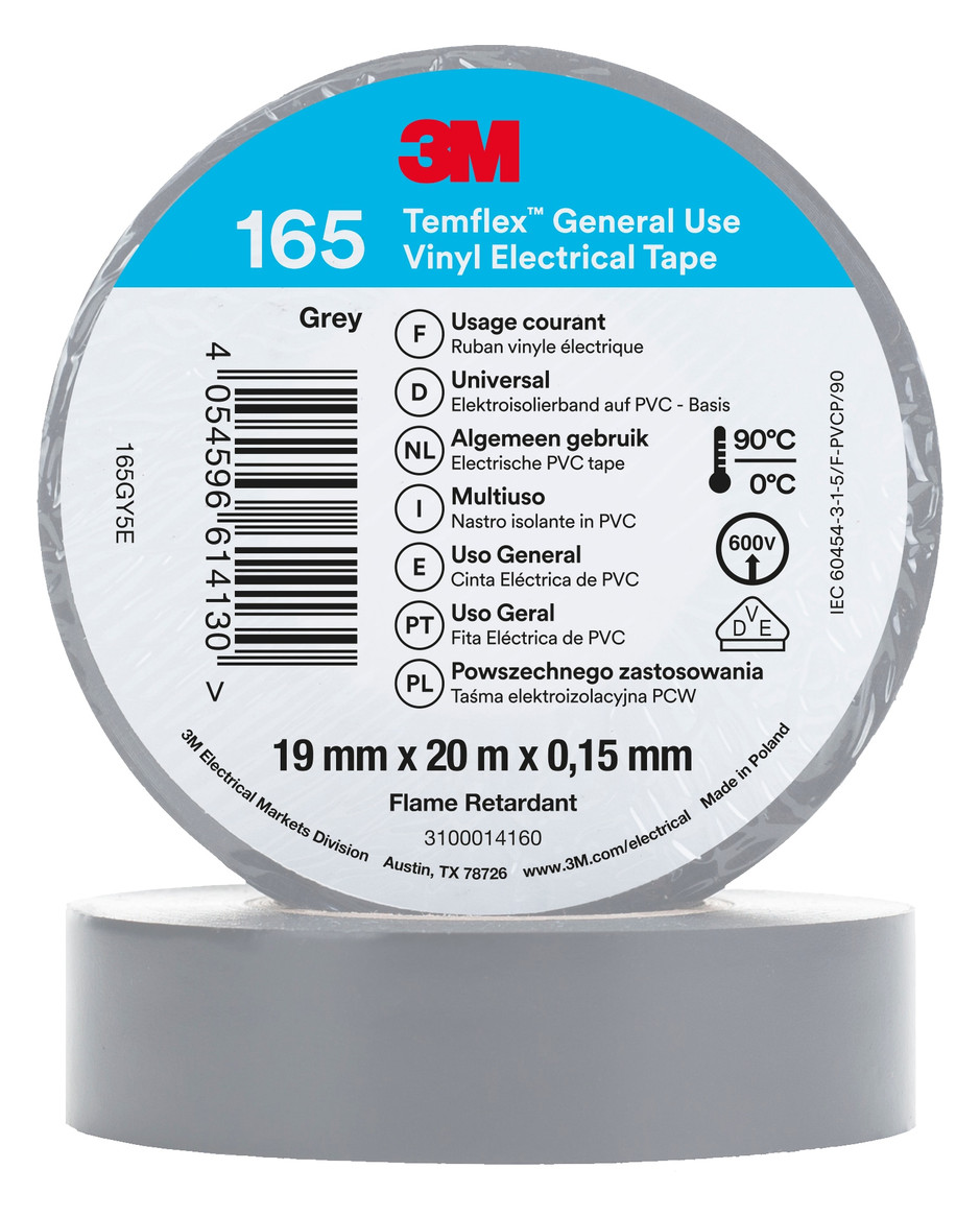 100St. 3M Temfelx 165 Isolierband Grau 19mmx20m