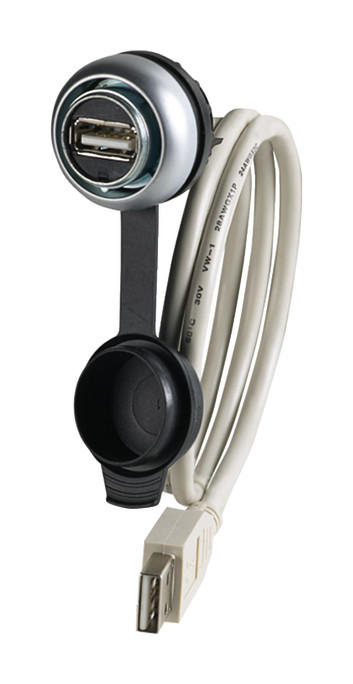 1St. Eaton 107412, M22-USB-SA konfektionierte Leitung (0,6 m) mit fest angeschlossenem Stecker USB 3.0, Typ A, Frontelement Titan 1St. Eaton 107412, M22-USB-SA konfektionierte Leitung (0,6 m) mit fest angeschlossenem Stecker USB 3.0, Typ A, Frontelem