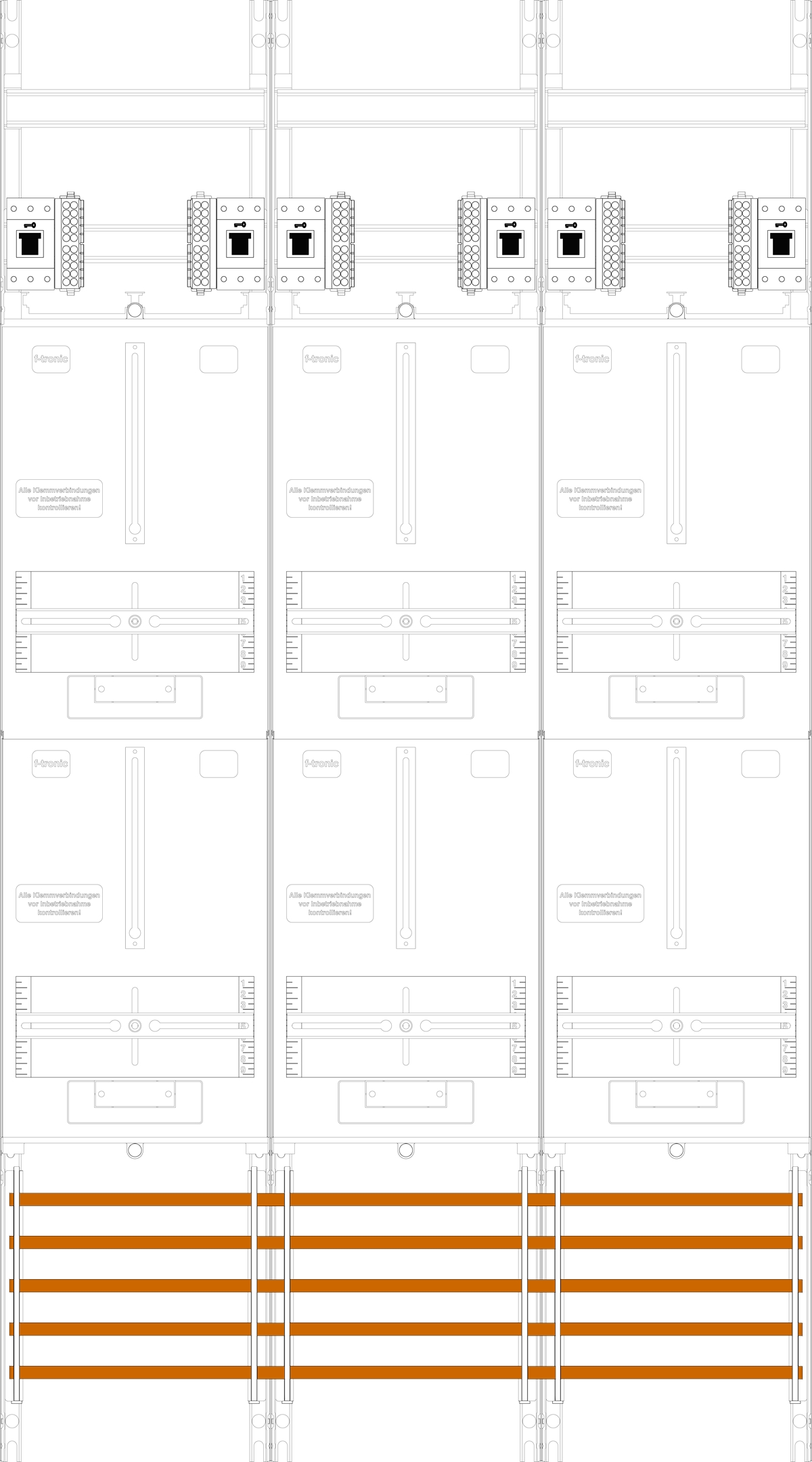 1St. F-Tronic Z316-HSP Zählerfeld Z316-HSP, 3-feldrig, H=1350mm, 6-3.HZ, 6 HSP 7143362
