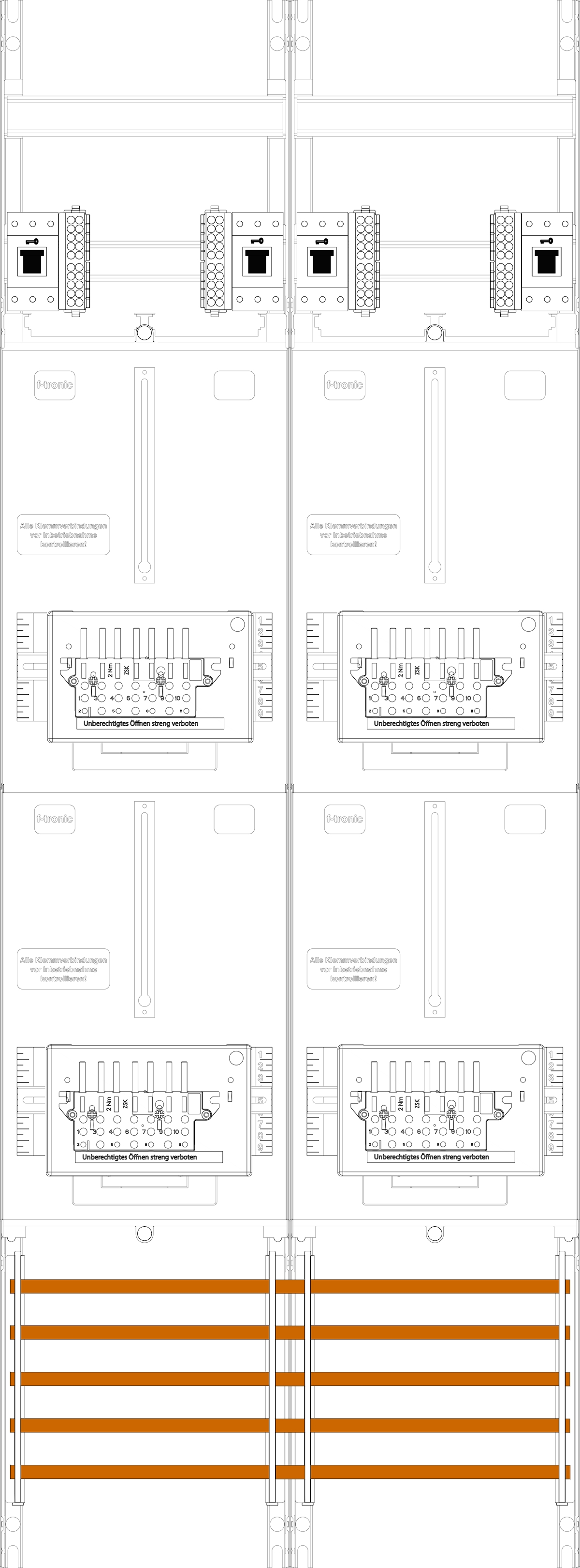 1St. F-Tronic Z216-HSS Zählerfeld Z216-HSS, 2-feldrig, H=1350mm, 4-3.HZ, 4 HSS 7143410
