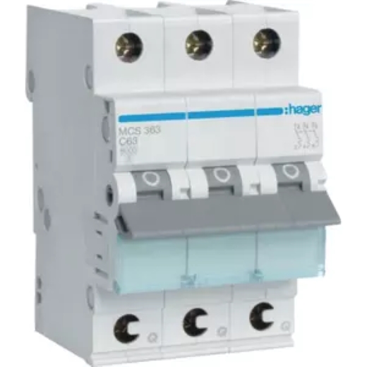 1St. Hager MCS363 LS-Schalter 3polig 6kA C-63A 3M QC