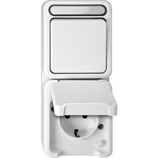 1St. Merten MEG3494-8019 Kombination Steckdose mit BRS/ Wechselschalter, polarweiß, AQUASTAR