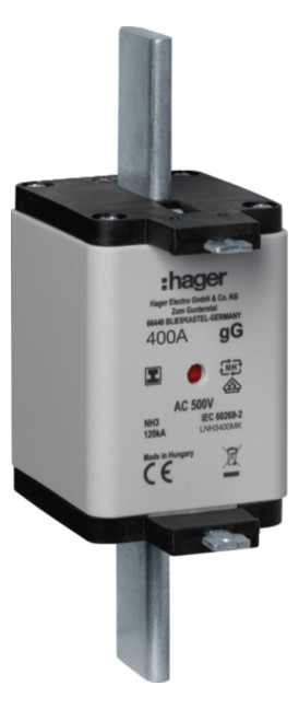 1St. Hager LNH3400MK NH-Sicherung NH3C gG 500V 400A Iso-Griff