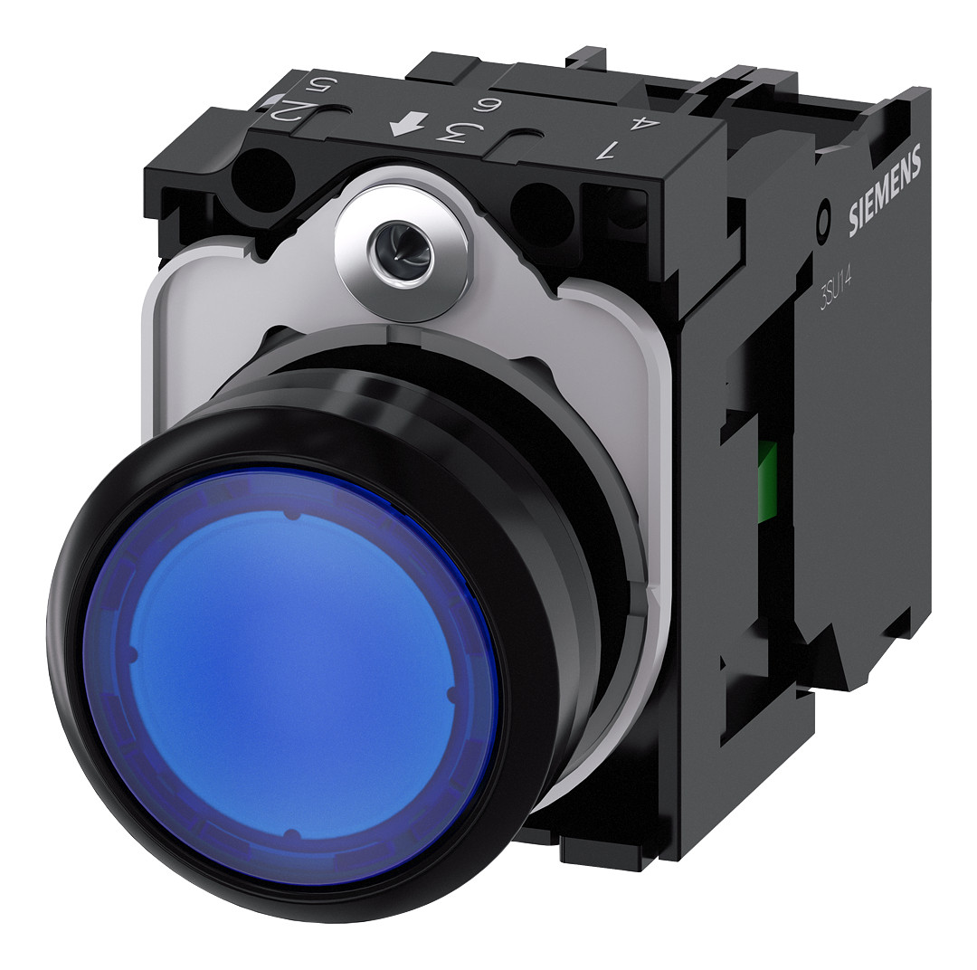 1St. Siemens 3SU1102-0AB50-1BA0 Drucktaster, beleuchtet, 22mm, rund