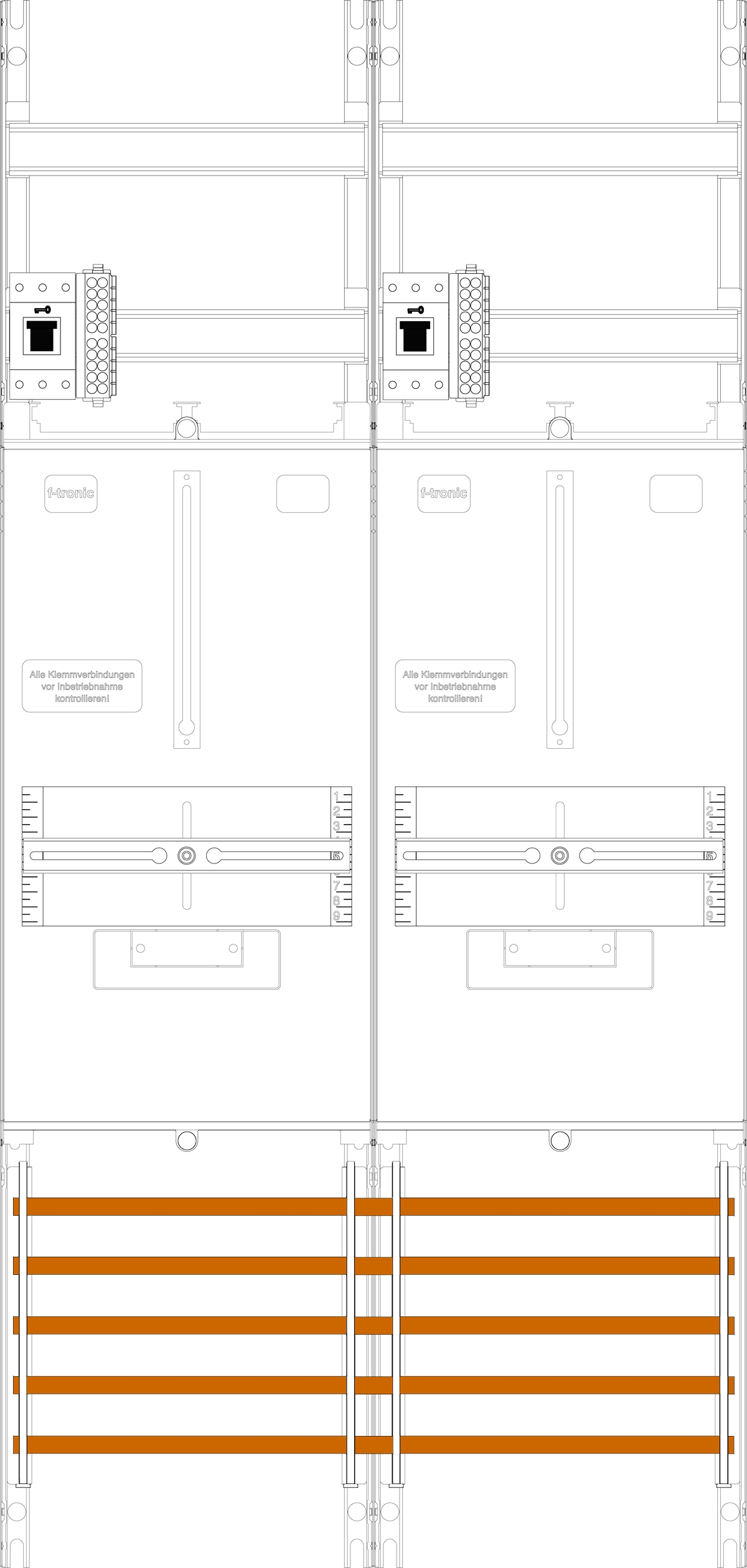 1St. F-Tronic Z21B-HSS Zählerfeld Z21B-HSS, 2-feldrig, H=1050mm, 2-3.HZ, 2 HSS 7141403