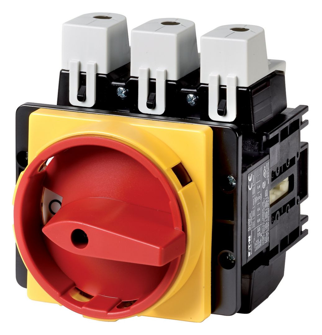 1St. Eaton 280936 Hauptschalter, P5, 250 A, Einbau, 3-polig, NOT-AUS-Funktion, mit rotem Drehgriff und gelbem Sperrkranz, abschließbar in 0-Stellung P5-250/EA/SVB