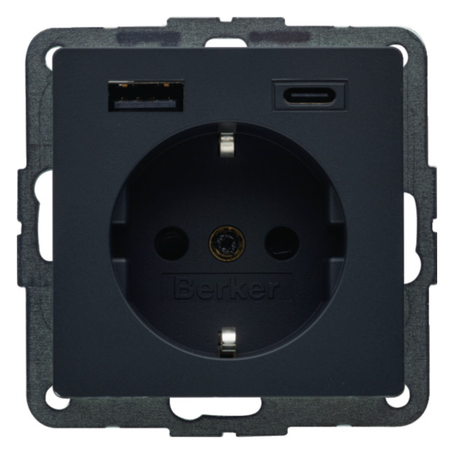 1St. Berker 48146086 Steckdose SCHUKO/USB AC 20W PD Q.x anthr