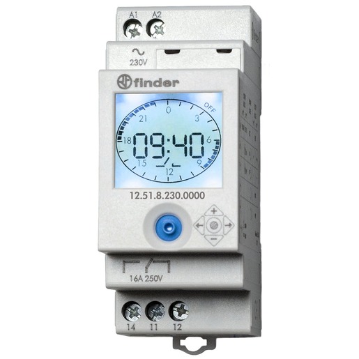 1St. Finder 125182300000 Schaltuhr für Reiheneinbau, elektronisch, Wochenprogramm, Joystick-Programmierung, NFC-programm