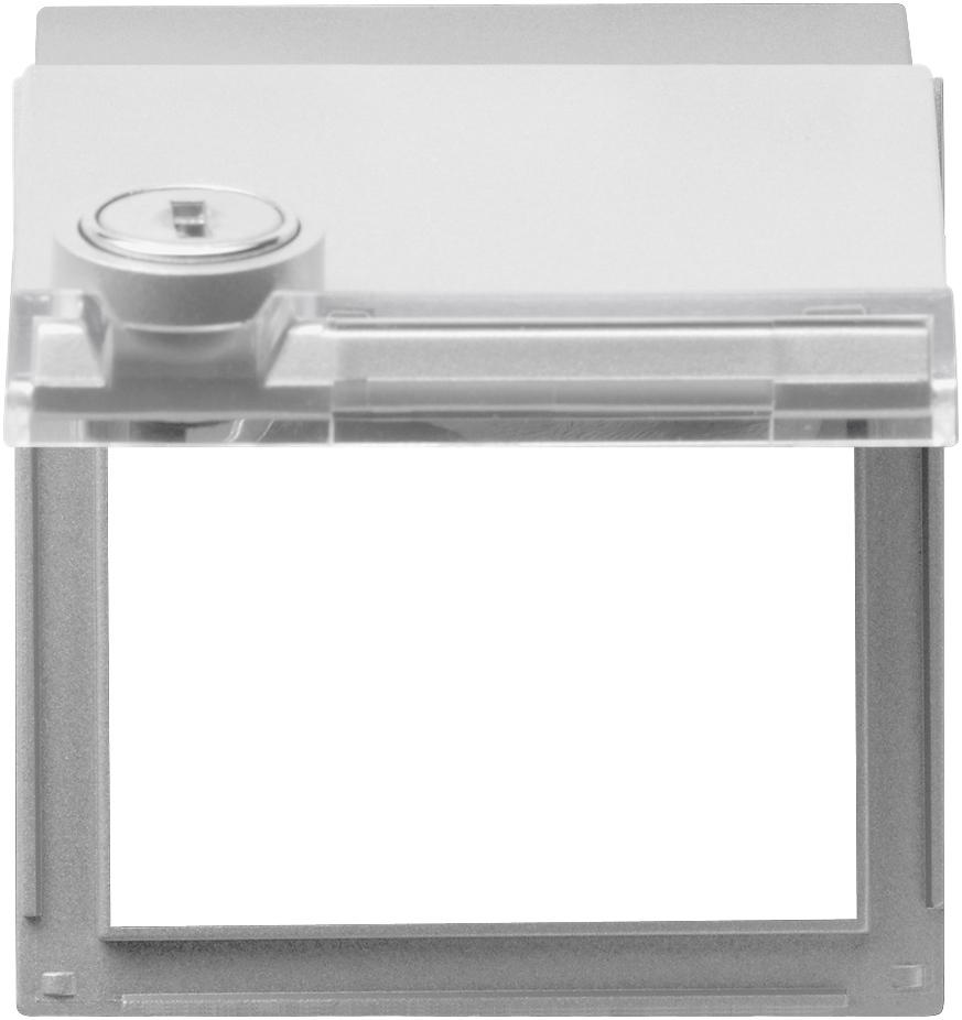 1St. Gira 069465 Adapterrahmen Klappdeckel Schloss sortiert + mit Beschriftungsfeld TX_44 (WG UP) Farbe Alu