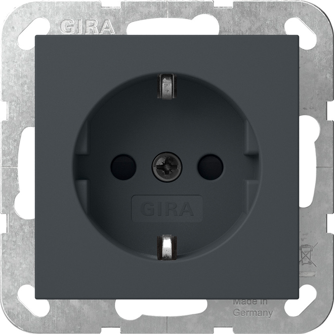 1St. Gira 418328 Steckdose 16A 250V mit Shutter Schraubklemmen, Anthrazit