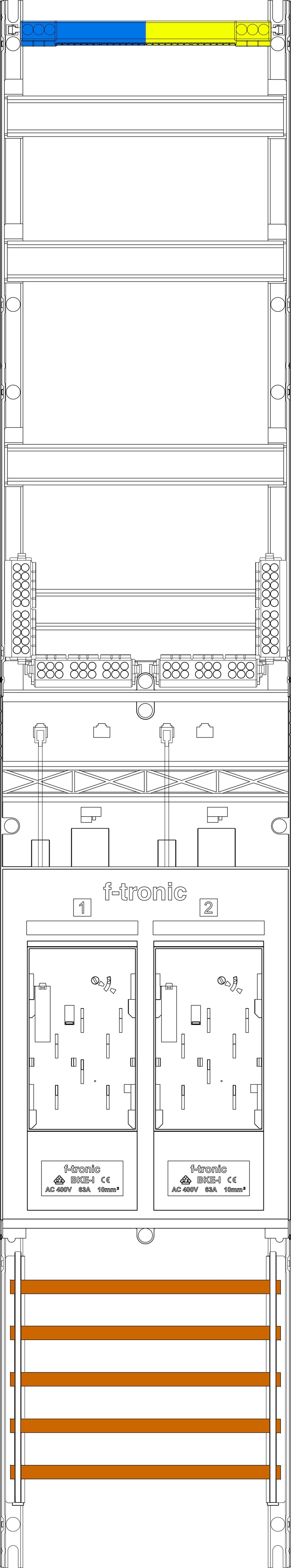 1St. F-Tronic E19DS Zählerfeld E19DS, 1-feldrig, H=1350mm, 2-eHZ mit DS 7143158