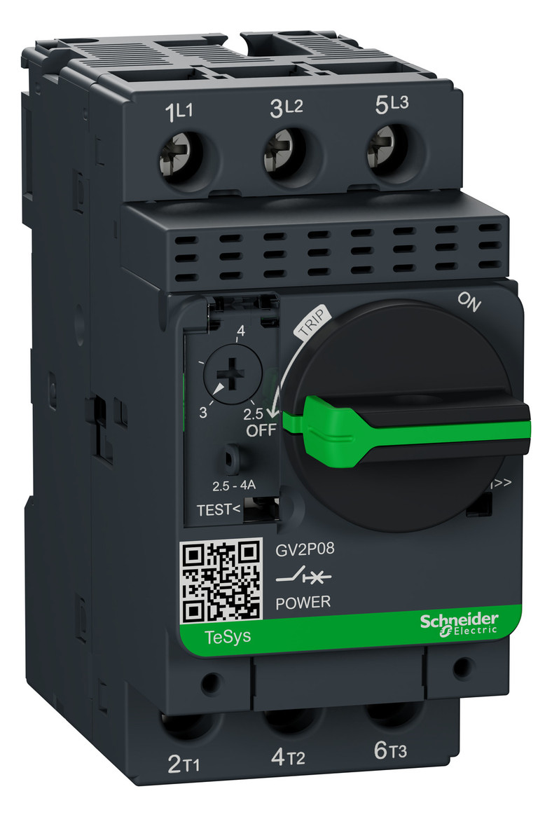 1St. Schneider Electric GV2P08 Motorschutzschalter, 3p, 2,5-4A, Drehantrieb, Schraubanschluss
