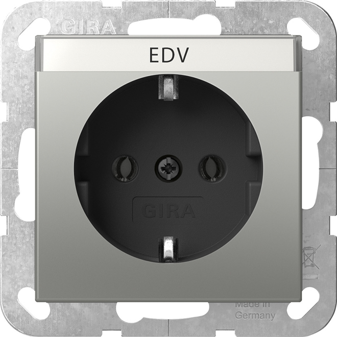 1St. Gira 4457600 Steckdose 16A 250V mit Beschriftungsfeld, Edelstahl lackiert
