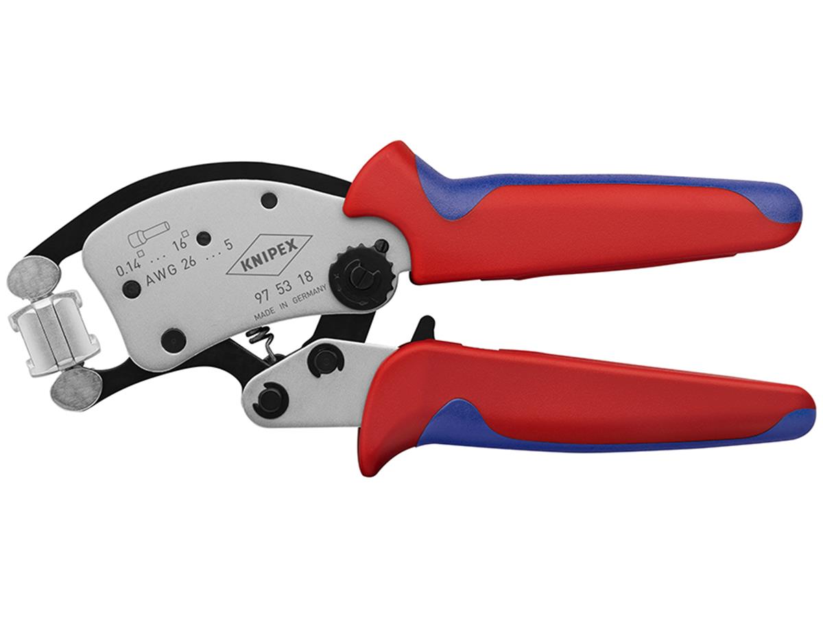 1St. Knipex 97 53 18 SB Aderendhülsen-Presszange, selbsteinstellend Twistor16 Vierkantpressung mit 360° schwenkbarer Cri