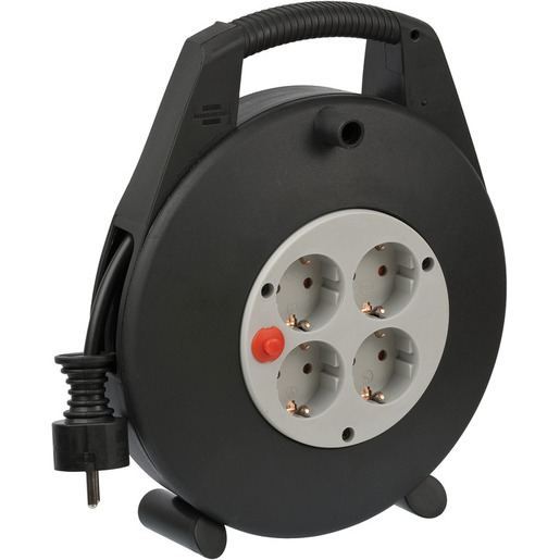 1St. Brennenstuhl 1093200 Vario Line Kabelbox 4-fach / Mini-Kabeltrommel (Indoor-Kabeltrommel für Haushalt, Kabel, Made in Germany) schwarz/grau