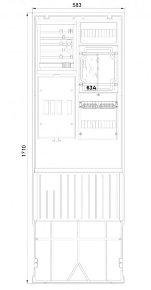1St. F-Tronic ZSA172-2-eHZ-TSG-HAK Zähleranschlusssäule 2-feldrig, H=1710mm, eHZ, Haube geschl., ZSA172-2-eHZ-TSG-HAK-HG 7160026
