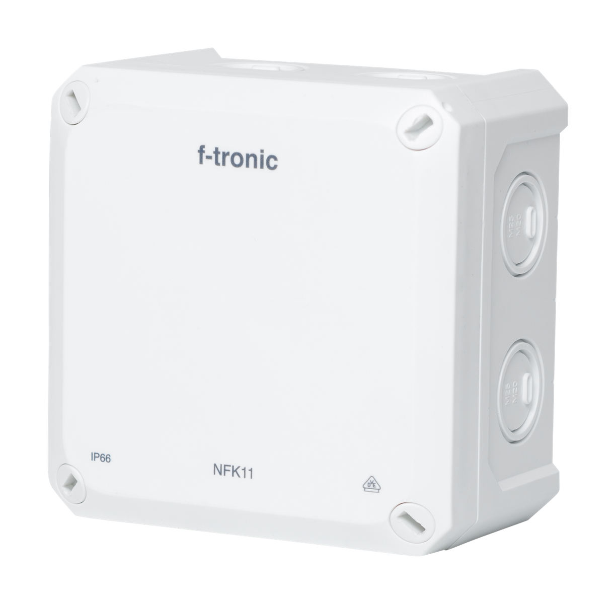 1St. F-Tronic NFK11ws FR-Abzweigkasten 110x110x67mm, Ausbrechöffnungen IP66, PS, weiß, NFK11ws 7340199