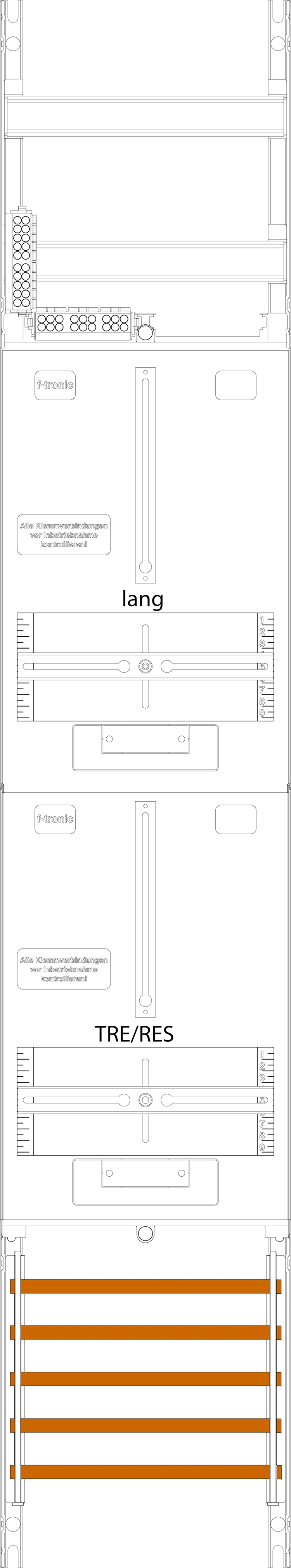 1St. F-Tronic ZR6L Zählerfeld ZR6L, 1-feldrig, H=1350mm, 1-3.HZ lange Kabel, 1 TRE 7143303