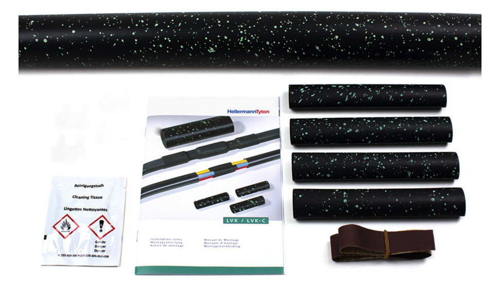1St. Hellermann Tyton LVK-5x1.5-16-PO-X-BK Warmschrumpf-Verbindungsgarnitur LVK-5x1