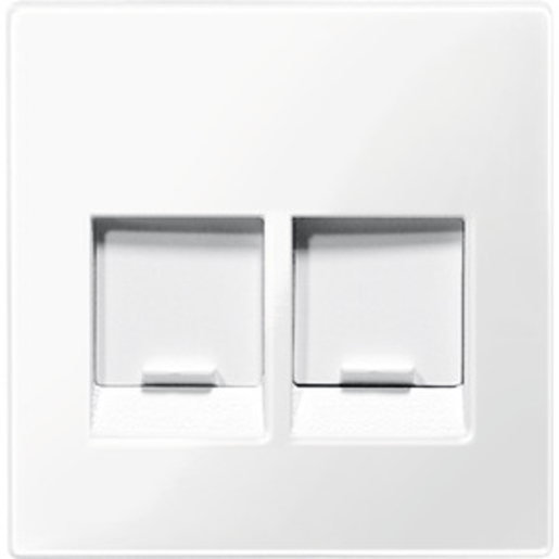 1St. Merten MEG4562-0319 Zentralplatte für Modular Jack 2fach mit Staubschutzschieber, polarweiß glänzend, System M