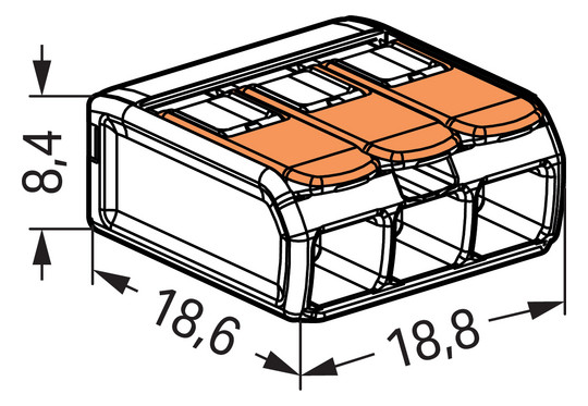 50St. Wago 221-413 Steckklemmen bis 4mm² 3polig mit Hebel * Compact Verbindungsklemme 221413.